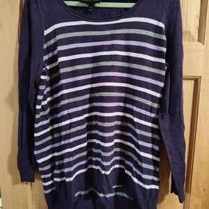 Lane Bryant Purple and Gray Striped Sweater